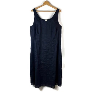 Jones New York Womens Midi Tank Dress Size 2X Navy Pleated Scoop Neck Sleeveless - Picture 1 of 12