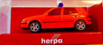 Herpa 044479 H0 1:87 VW Golf 4 Pompieri Tagesleuchtrot Nuovo IN Conf. Orig. - Immagine 1 di 2