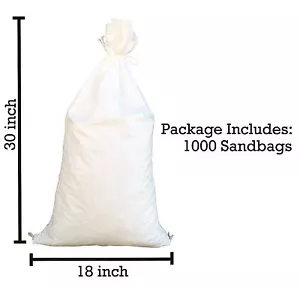 Sandbags - 1000 White 18" x 30" - Sandbag Sand Bags Bag Poly by Sandbaggy - Picture 1 of 12