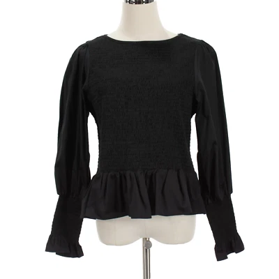 Top ajustado Robert Graham nuevo con etiquetas Macie talla grande en mezcla de algodón negro liso Foto 1 de 4