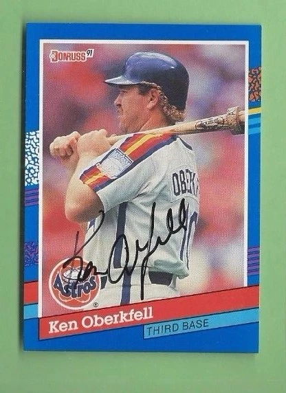 KEN OBERKFELL Autograph 1991 DONRUSS Signed AUTO ASTROS