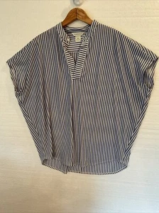 club monaco popover shirt women medium striped oversized Short Sleeve - Picture 1 of 8