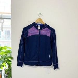 Athleta Girl Purple Print Workout Zip Jacket Size Large - Picture 1 of 5