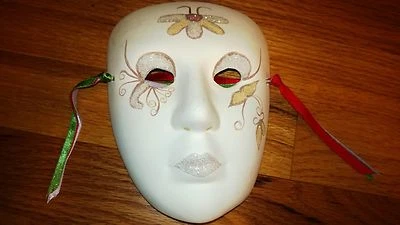 Máscara Veneciana Pequeña - Coleccionables, Cerámica Colgante Pared Detallado 4 3/4" x 6 1/8 Foto 1 de 4