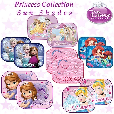 Pack 2 Disney Car Window Sun Shades Princess Collection Baby Girl Kids Children