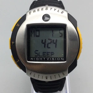 Freestyle Nightvision Altimeter Watch Men 48mm Silver Tone Black New Battery - Picture 1 of 17