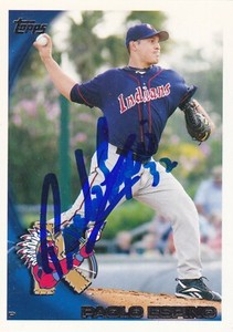 PAOLO ESPINO KINSTON INDIANS SIGNED CARD WASHINTON NATIONALS BREWERS RANGERS