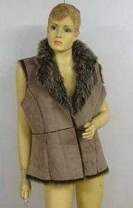 Vintage DENIM CO Faux Suede & Faux Fur Reversible Gillet Vest - Size 14 - Picture 1 of 7