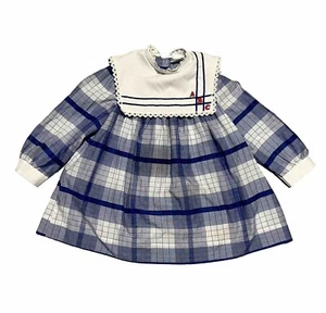 VTG Bonnie Jean Plaid ABC School Dress Blue White Collar Girls Kids Size 5 READ - Picture 1 of 10