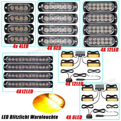 4 X LED Auto Frontblitzer Orange Blitzlicht Warnleuchte LKW Strobe Licht 12V 24V - Bild 1 von 4