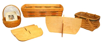 Longaberger Baskets 1997-2003 & Wooden Dividers Assorted  Lot of 8   M4404 - Image 1 of 4