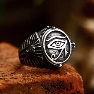 Edelstahl Auge des Horus Ring Punk Frank geheimnisvoll alt Ägypten Pharao - Bild 1 von 6