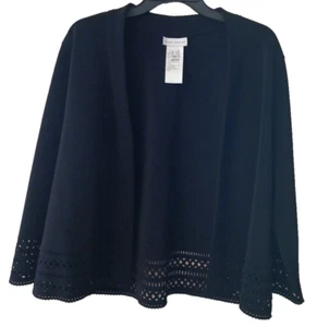 Susan Graver Black LK Fusion Open Front Cardigan Jacket Womens Size Med - Picture 1 of 7