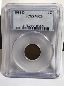 1914-D Lincoln Cent PCGS VF20 Key Date Great Looking Coin - Picture 1 of 4