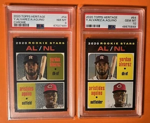 2020 Topps Heritage Jordan Alvarez RC PSA 10 & Chrome /999 AQUINO PSA 8 Dual RC - Bild 1 von 2