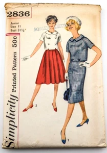 Vintage 1950s Simplicity 2836 Sewing Pattern Junior Dress And Skirts Bust 31.5" - Picture 1 of 3