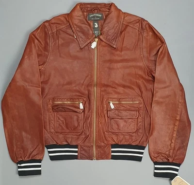 John Varvatos x Converse Leder Bomberjacke Trucker Größe 3 / Large / 40" Herren - Bild 1 von 4