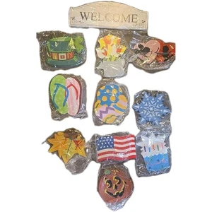 Lillian Vernon Seasonal Welcome Sign With Attachment For Each Occasion New - Picture 1 of 15