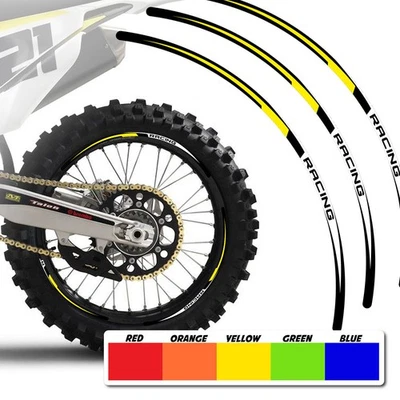 Yellow Dirt Bike MX Wheel Rim Sticker R02B For Suzuki DR 200S 23 22 21 20 19 18 Foto 1 de 4