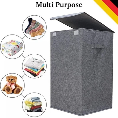 Große Aufbewahrungsbox Wäsche Sammler Korb Truhe Behälter mit Deckel 100L Filz - Bild 1 von 4