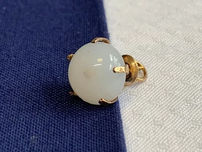 Antiguo Pendiente de Oro Amarillo 10K 1.54g Joyería Fina Piedra Lunar Perno Único *LEER* Foto 1 de 4