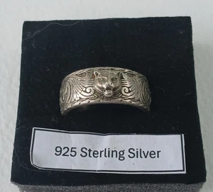 Genuine silver s925 Gucci 925 Silver Wolf Ring in used condition size 20/UK S - Picture 1 of 11