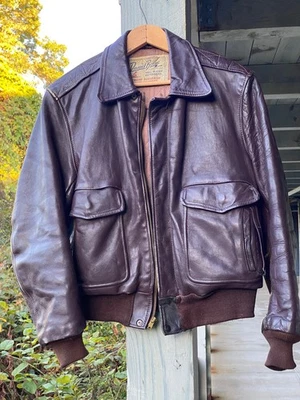 Vintage 40s-50s Daniel Boone Front Quarter Horsehide A2 Leather Jacket Small 36 - Image 1 of 4