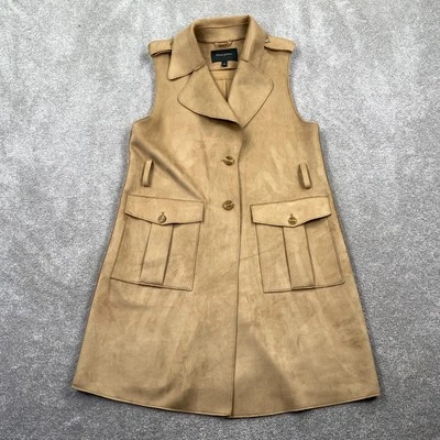 Vestido trincheira Banana Republic falso vegano camurça sem mangas feminino tamanho P bronzeado - Imagem 1 de 4