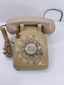 Teléfono de escritorio vintage Western Electric beige tostado dial giratorio luz ámbar SIN PROBAR - Imagen 1 de 10