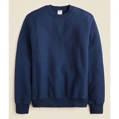 J. Crew M Heritage para hombre 14 oz. Sudadera polar azul marino mezcla de algodón cuello redondo Foto 1 de 4