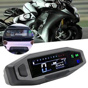 Universal Motorcycle Digital Tachometer LCD Speedometer Odometer Gauge KM/H MPH - Picture 1 of 13