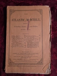 ATLANTIC Monthly magazine June 1871 Wilson Flagg Lacy Larcom Hiram Rich  - Picture 1 of 1