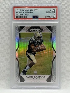 2017 Panini Prizm, Alvin Kamara Silver Prizm RC Rookie, PSA 8, NOLA Saints, NM/M - Picture 1 of 2