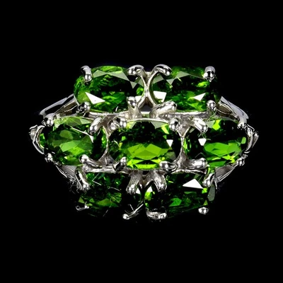 925纯银戒指椭圆形镀铬透镜6x4毫米宝石珠宝尺寸7 — 第 1/4 张图片