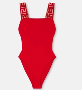 Versace Women's Greca Border One Piece Red Swimsuit Versace sz 3 US M IT 42 - Picture 1 of 5