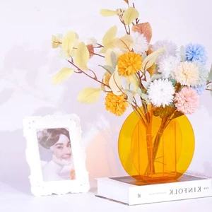 Orange Wide Mouth Acrylic Vase Modern Acrylic Flower Vases of Centerpieces De... - Picture 1 of 7