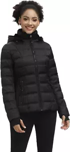 Women down Puffer Jacket with Hood Hooded Winter down Puffer Coat for Women with - Picture 1 of 12