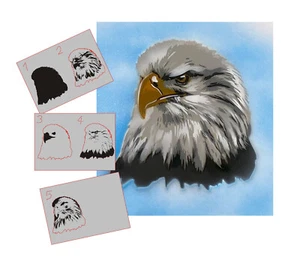 AS-387 Eagle stencil acrylic airbrush spray wall paint ! Duty-fees free ! - Picture 1 of 2