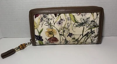 Cartera larga GUCCI Flora bambú borla cremallera alrededor  Foto 1 de 4