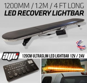 LED Amber Light Bar Strobe Beacon Recovery Warning - 120cm 1200mm 1.2m 48" - Picture 1 of 5