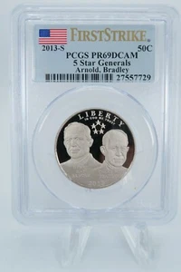 2013-S PCGS PR69DCAM 5 Star Generals - Arnold, Bradley Clad Proof 50C - Picture 1 of 2