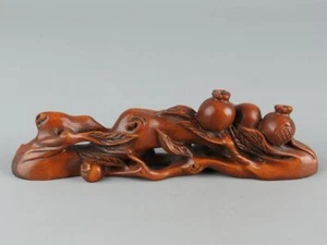 Exquisita estatua china tallada a mano granada boj - Imagen 1 de 7