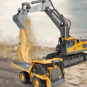 RC Excavator Bulldozer Dump Truck 2.4G Engineering Vehicle w/Light music for Kid - Picture 1 of 22