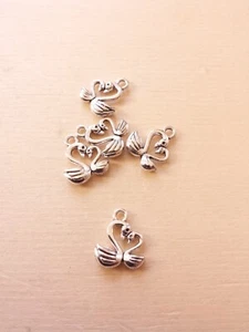 5 x Schwanenpaar Anhänger Maritimer Schmuck Basteln Deko Charms Silber Nautisch - Bild 1 von 1