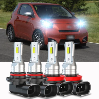Combo de 4 bombillas LED delanteras de haz alto bajo para Scion iQ 2012-2015 - 6000K Foto 1 de 4