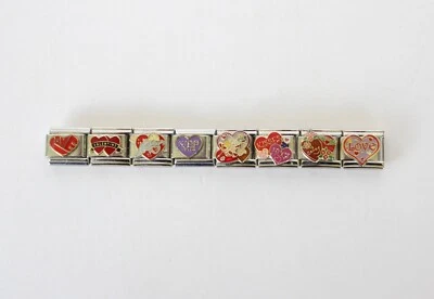 LOTE de 8 brazaletes Pugster de acero inoxidable con eslabones italianos de 9 mm para día de San Valentín Foto 1 de 2