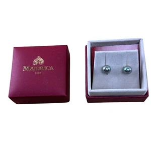 Majorica Pearl Stud Earrings .925 Sterling Silver NIB - Picture 1 of 7