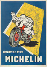 VINTAGE POSTER Michelin Man Motorcycle Bike Tyres Garage Advert Art Print A4 A3