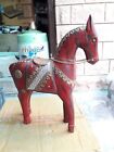 Wooden Vintage Horse Old Collectible Brass Fitted Statue Home Decor Indian Arts