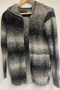 BRAND NEW MICHAEL STARS JACKET HOODED SIZE S WOMENS FULL ZIP BLACK GRAY - Picture 1 of 4